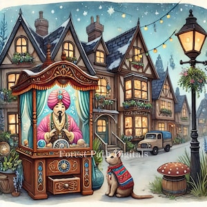 Fortune Teller Shop - Clip Art-bundel, Digitale download, Digitale bestanden, Grillig, Sprookjesachtig, Fantasie, Dierenriem, Horoscoop, Dorp, Stad