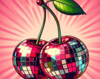 Pop Art Disco Cherry - Digital Clip Art Bundle, Whimsical, Avant-Garde, Kitch, Abstract, Colorful, Pop Culture, Collage, Fruit, Cartoon