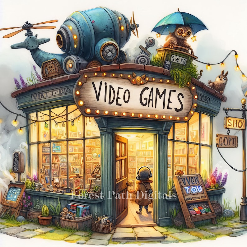 Video Games Shop - Clip Art Bundle, Digital Images Files Download ...