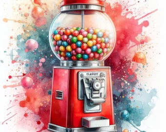 Gumball Machine - Digital Clip Art Bundle, Food, Vintage, Pastel, Snacks, Childhood, Gum, Colorful, 1980's, Retro, Bubblegum