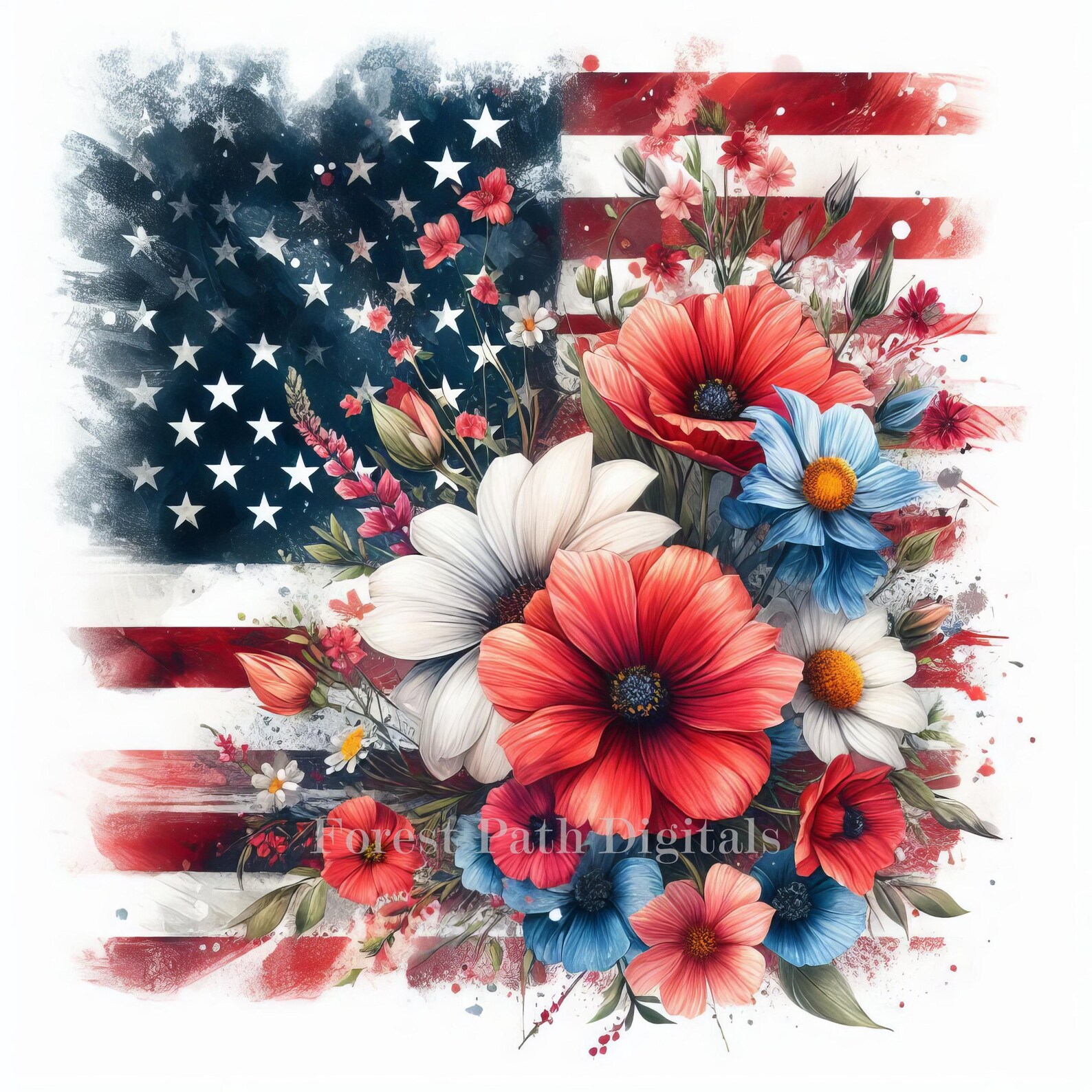 Patriotische Gartenflagge Zum 4. Juli - 31,8x45,7 Cm, Polyester, Mit LKW & Blumen-Motiv