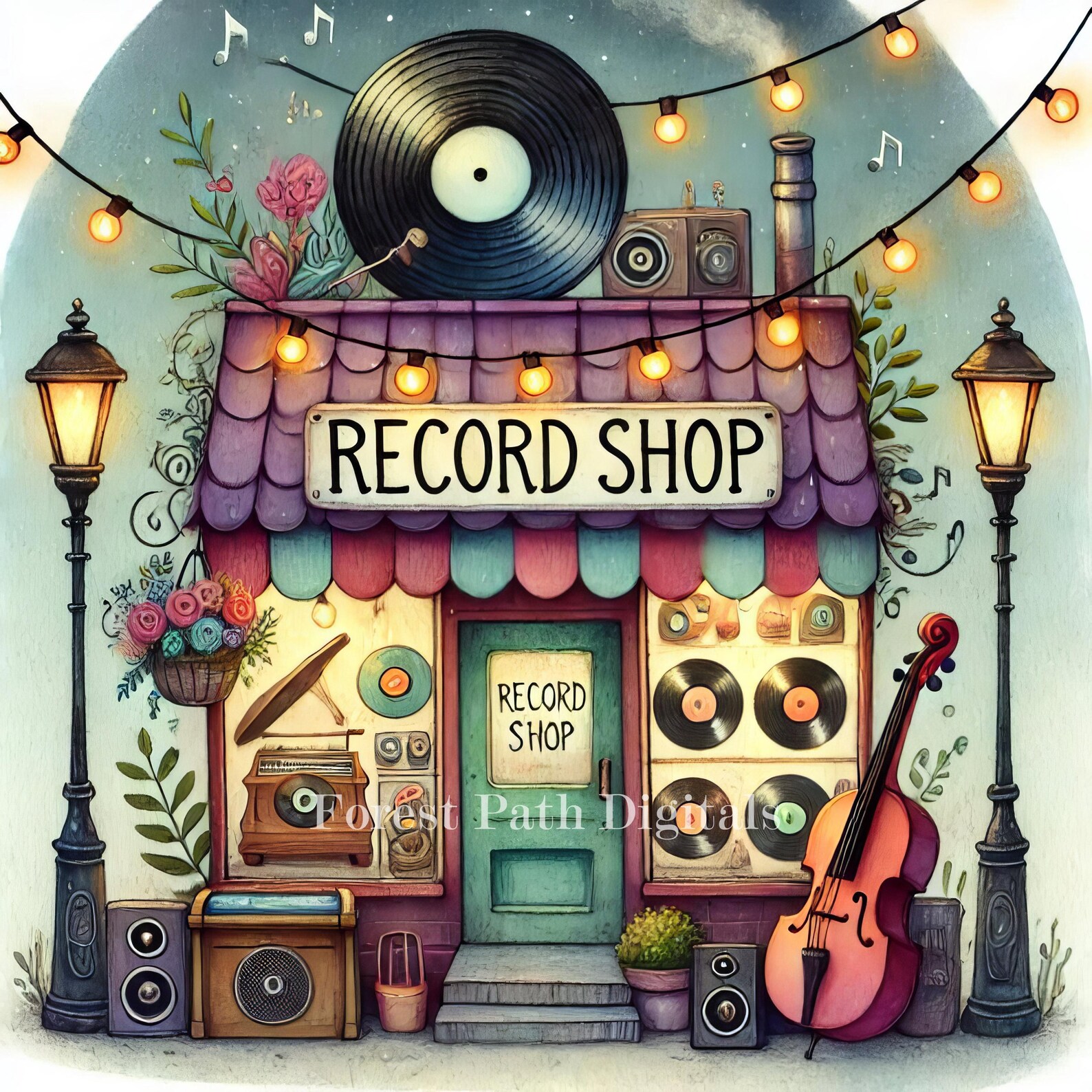 Record Shop - Clip Art Bundle, Digital Download, Digital Files ...
