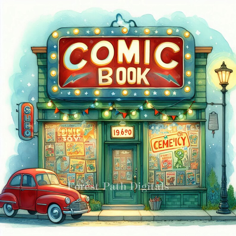 Comic Book Shop- Clip Art Bundle, Digital Files Images Download ...