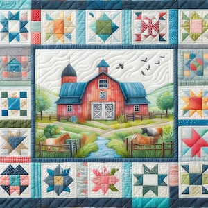 Barn Quilt - Clip Art Bundle, digitaler Download, digitale Dateien, digitale Bilder, Wandkunst, Basteln, Shabby Chic, Vintage, Quilt Quadrat, Bauernhof