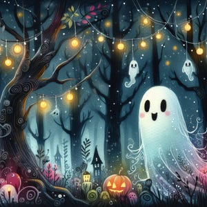 Magical Ghost Forest v2- Clip Art Bundle, Digital Download, Digital Files, Whimsical, Castle, Fairytale, Fantasy, Halloween, Haunted House