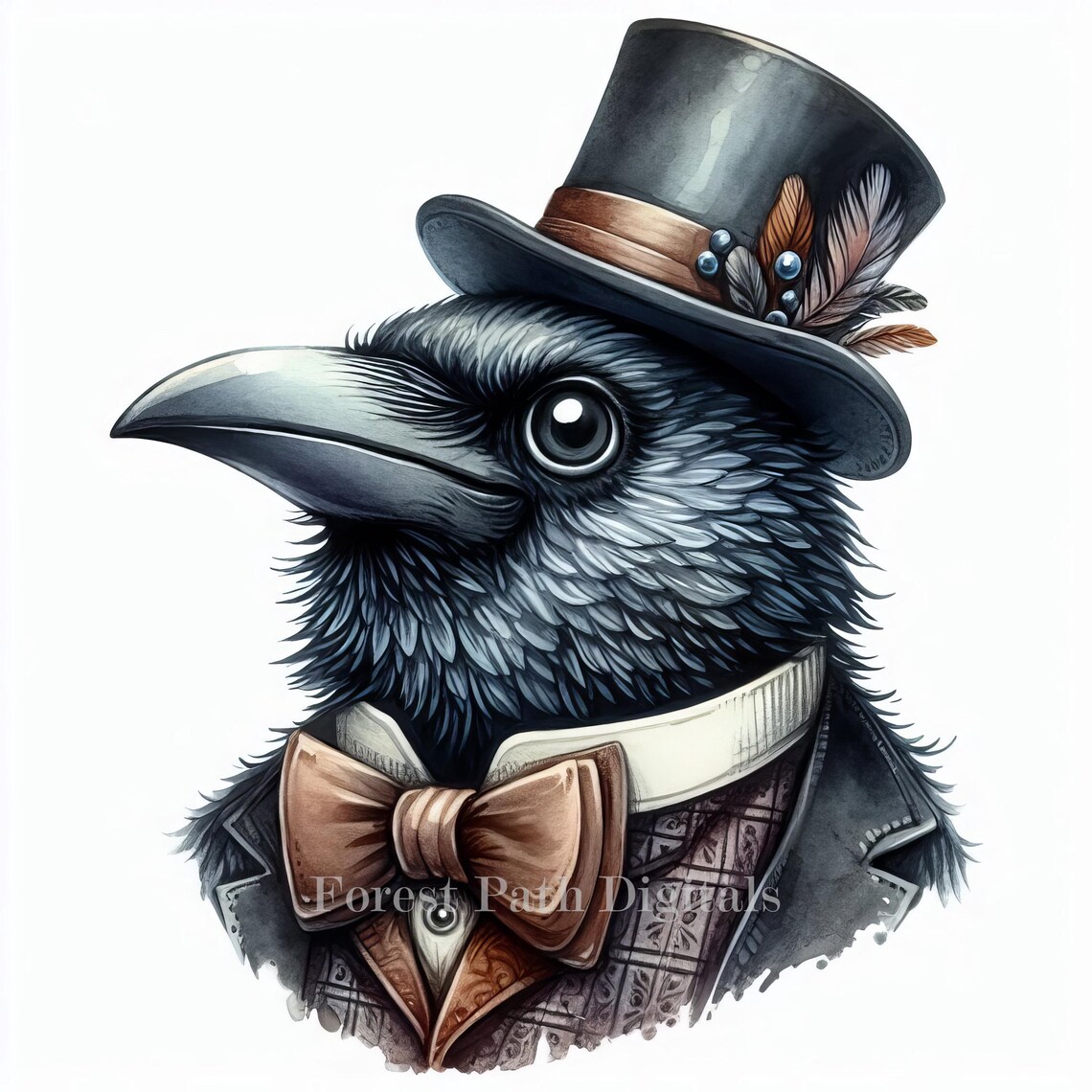 Dapper Crow - Clip Art Bundle, Digital Files Download, Whimsical ...