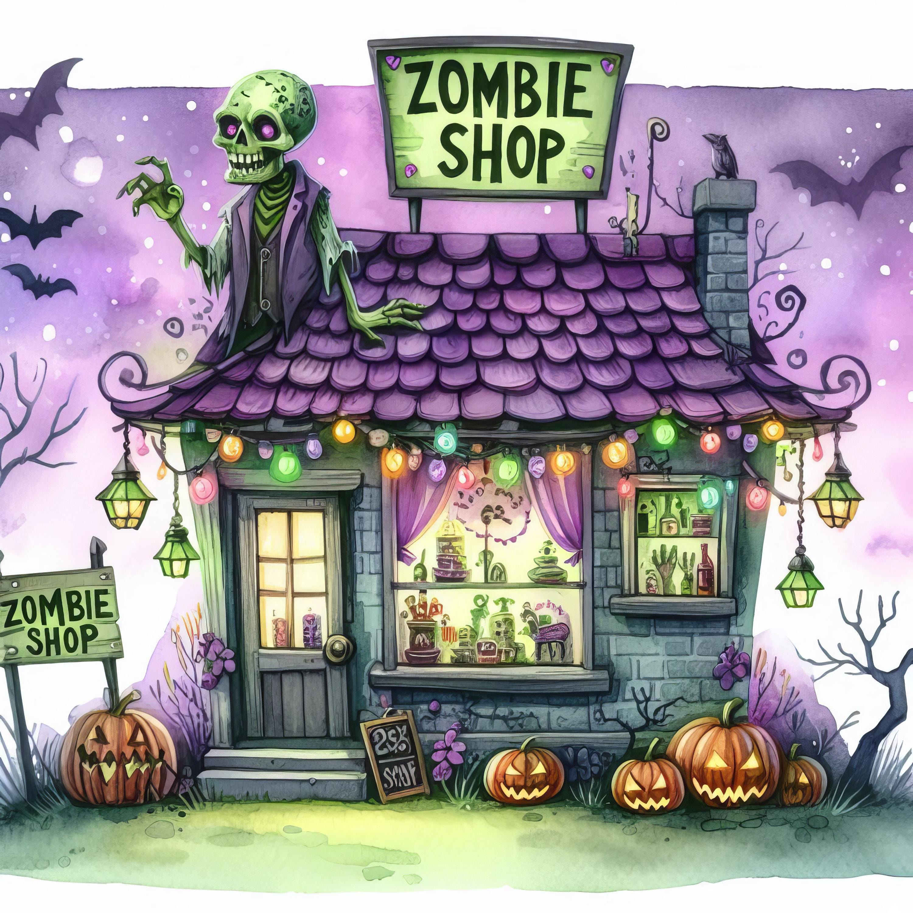 Halloween Zombie Shop - Clip Art Bundle, Digital Files Images Download ...