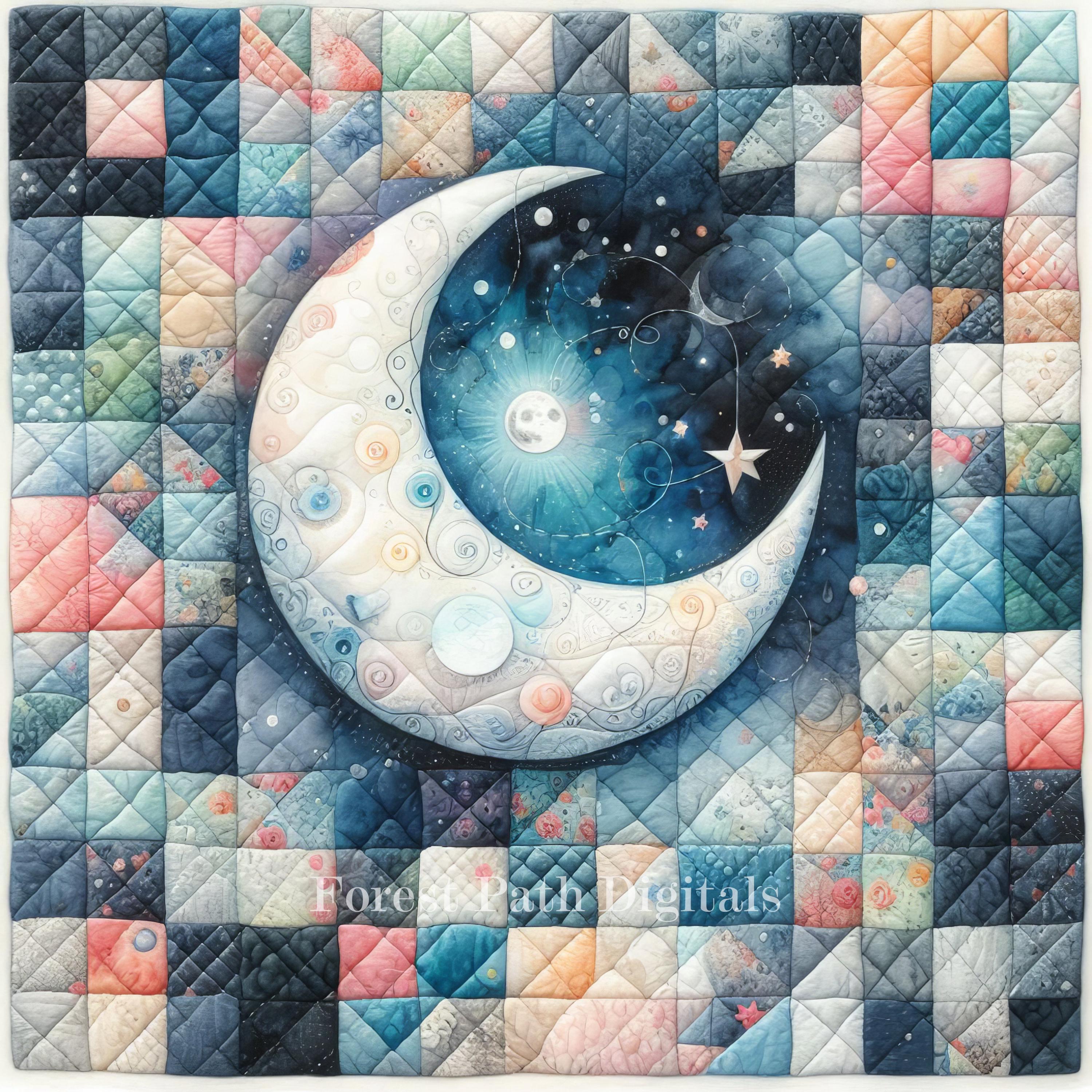 Patchwork Moon Moon Quilt - Clip Art Bundle, Digital Download, Digital Files, Digital ...