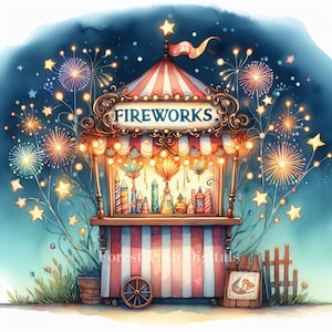 Support de feux d'artifice - lot de cliparts, téléchargement de fichiers numériques, fantaisiste, Unique, 4 juillet, patriotique, drapeau américain, 4 juillet, vacances