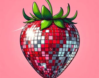 Pop Art Disco Strawberry - Digital Clip Art Bundle, Whimsical, Avant-Garde, Kitch, Abstract, Colorful, Pop Culture, Collage, Fruit, Cartoon