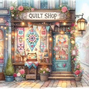 Quilt Shop- Clip Art Bundle, digitaler Download, digitale Dateien, digitale Bilder, Wandkunst, Geschäft, Basteln, Shabby Chic, Vintage