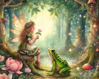 Magical Fairy Forest - Digital Clip Art Bundle, Whimsical, Castle, Fairytale, Fantasy, Medieval, Prince, Frog, Old Story, Flowers, Mushrooms