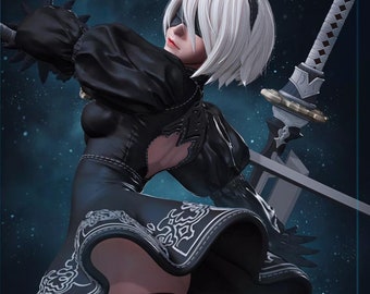 2B - NieR: Automata | 14K HD Resin Figurine to Paint | DIY Garage Kit | Ideal Gift for NieR Fans