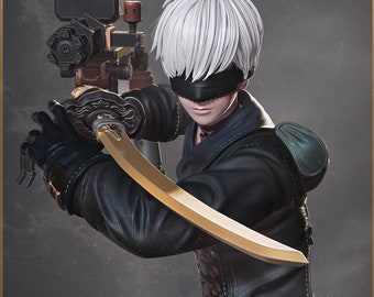 9S - Nier Automata | 14k HD Resin Garage Kit | Figurine to assemble and paint | Ideal gift for Nier Automata fans