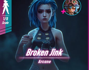 Jinx - Broken Dreams - Unpainted Resin Collectible Statue - 3D Printed Garage Kit for Collectors and Arcane Fans