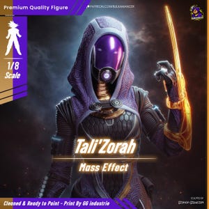 Tali - Mass Effect collectible resin statue to paint, 14k HD garage kit for painters, for fans of space RPGs and sci-fi
