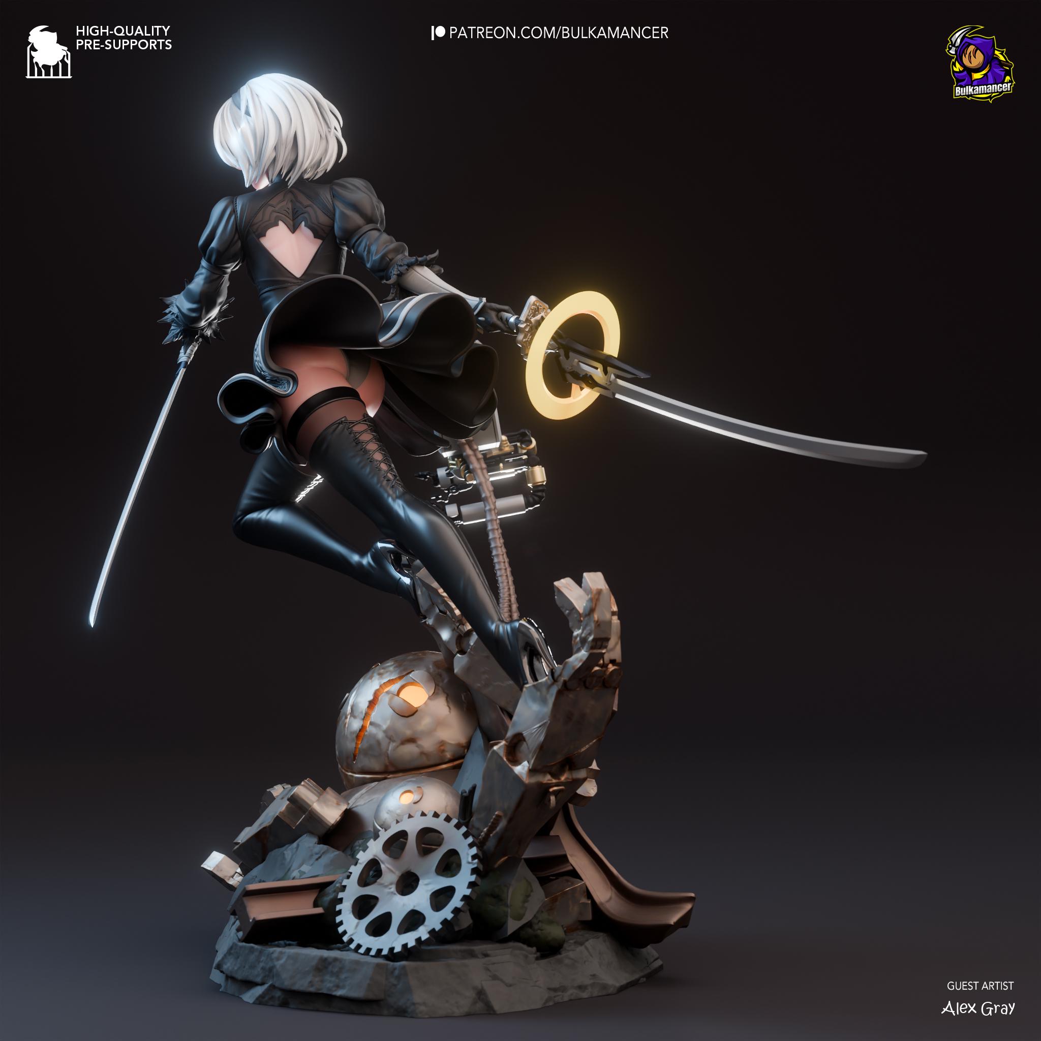 ニーアオートマタ 2B ガレージキット完成品 Bulkamancer 1/10 2B NieR Automata レジン製3Dプリント 未塗装ガレージキット 1:8 造形