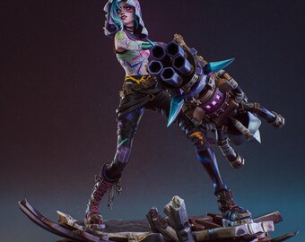 Jinx Fractured – Arcane figurine de collection en résine à peindre 1:8 225 mm, garage kit pour collectionneurs et fans de League of Legends - España