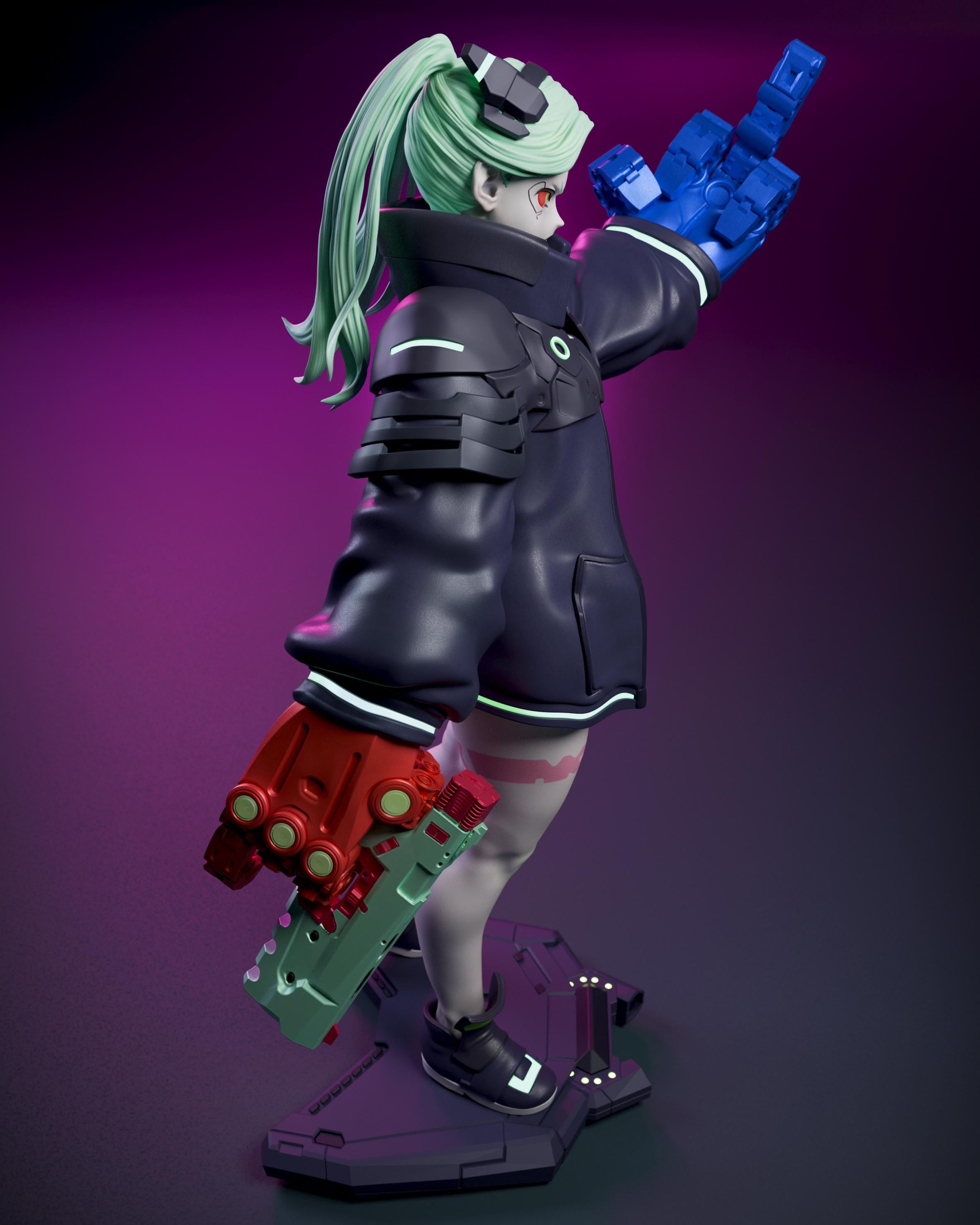 レベッカの3Dプリント樹脂フィギュア、塗装可能、サイバーパンク2077の