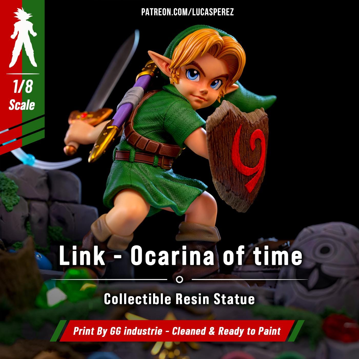 Link Resin Collector Statue - Ocarina of Time 3D Printed Unpainted