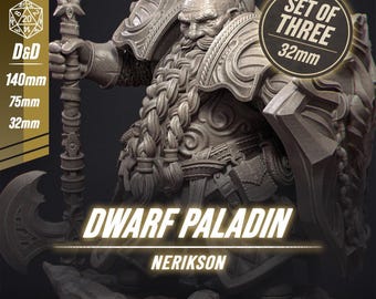 Dwarf Paladin – Nerikson | Figurine tabletop résine à peindre et personnaliser | Garage Kit 14K HD | Pour JDR et peintres hobbyistes