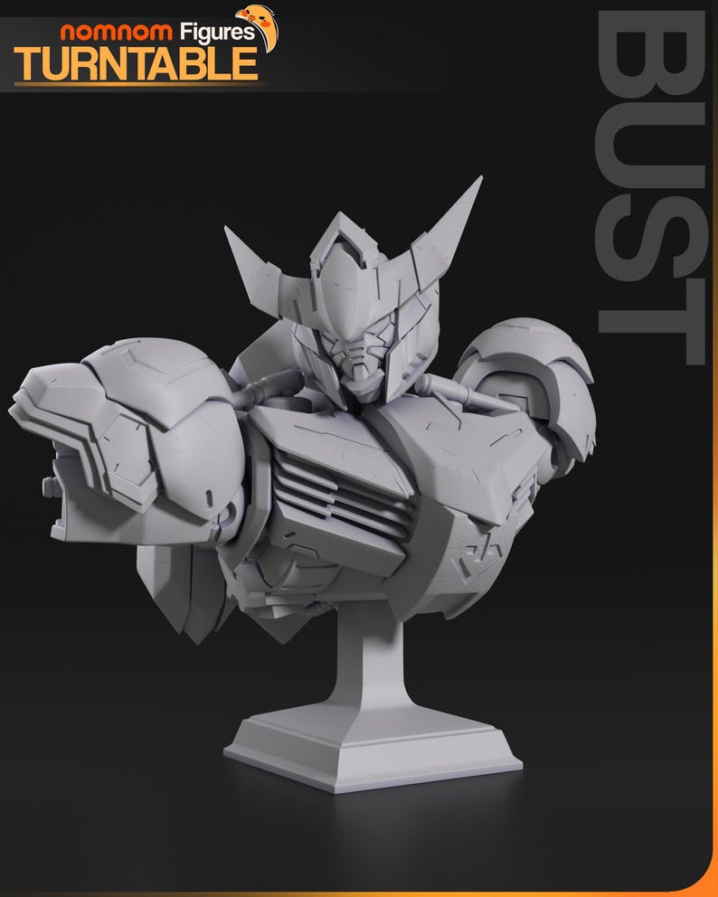 Figurine 3D à peindre du Gundam Barbatos de Mobile Suit Gundam Iron-Blooded Orphans, sculpture en résine représentant le mecha en pose de combat dynamique brandissant sa masse d'armes caractéristique, cape rouge flottante, posé sur un socle de ruines avec effets d'impact, armure grise et bleue aux détails angulaires, statue de collection garage kit créée par le sculpteur bulkamancer