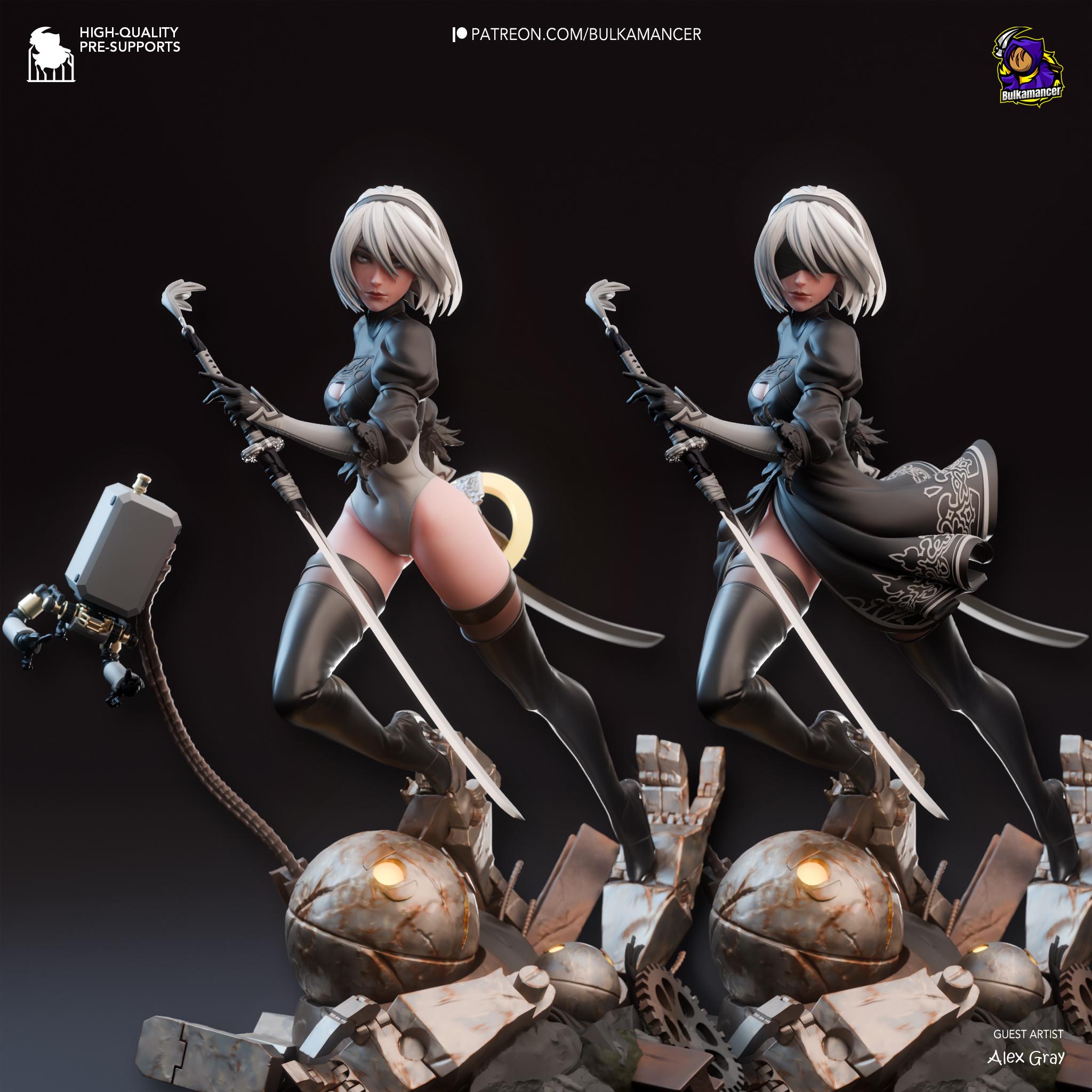 2B NieR Automata レジン製3Dプリント 未塗装ガレージキット 1:8 造形