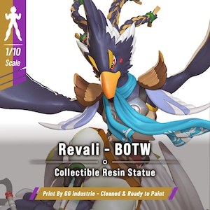 Revali – Zelda - figurine de collection en résine imprimée en 3D à peindre, garage kit du champion Rito pour collectionneurs et fans de BOTW