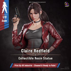Claire Redfield Resident Evil figura da collezione in resina 3D da dipingere per fan dell'horror