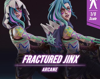 Jinx Fractured - Arcane | Paint and Build 14K HD Resin Figure | 2 Busts Included | Ideal Gifts for Arcane Fans