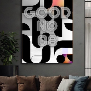 This title highlights the use of typography and geometric shapes in the design.
