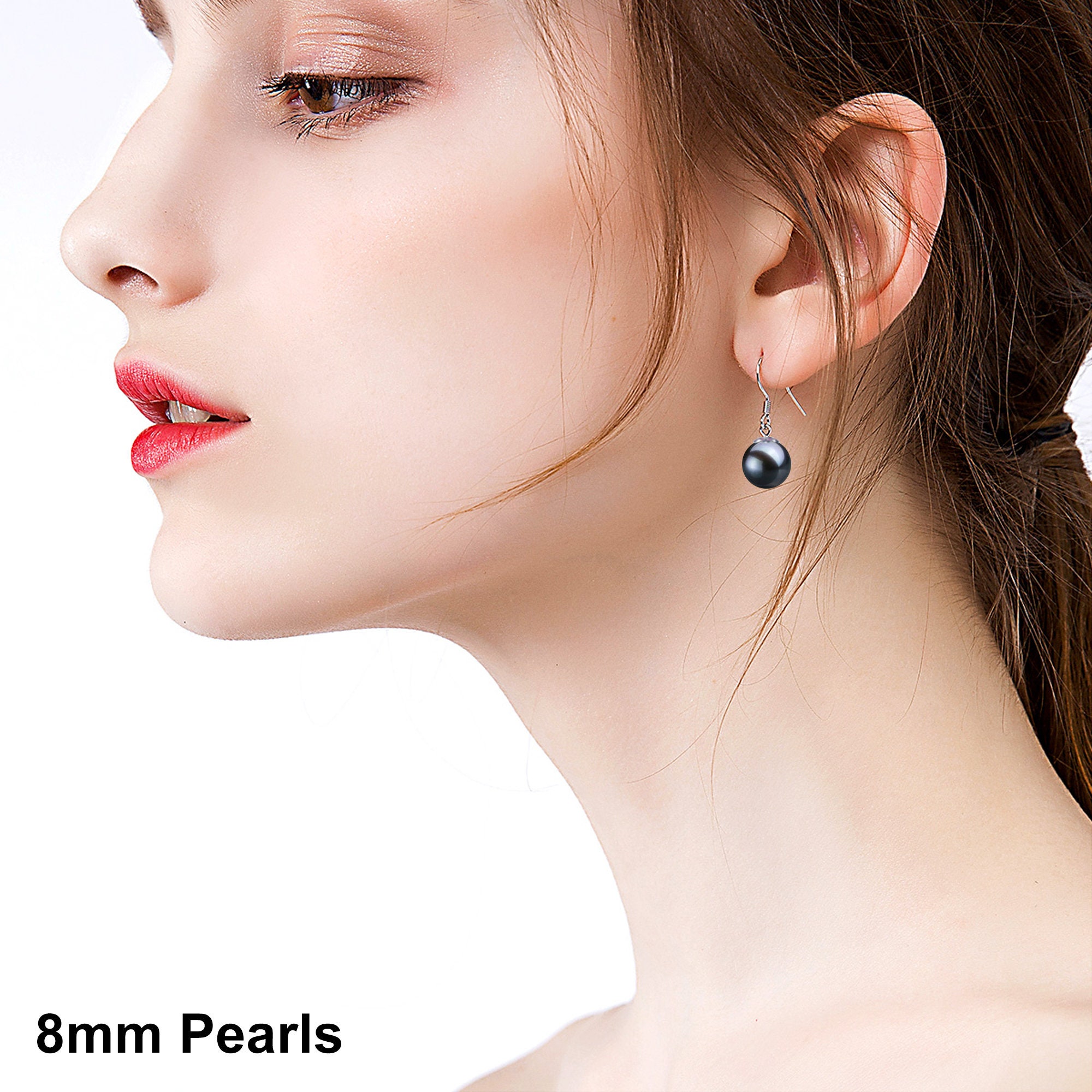 7-8mm Akoya Giapponese Orecchini en Edith Nero for Sale | Pearls Only