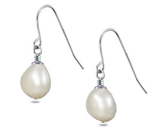 Huge Baroque Pearl Dangle Earrings with Sterling Silver Settings Natural Freshwater Pearl Hook Earrings Jewelry Set - Great Holiday Gifts