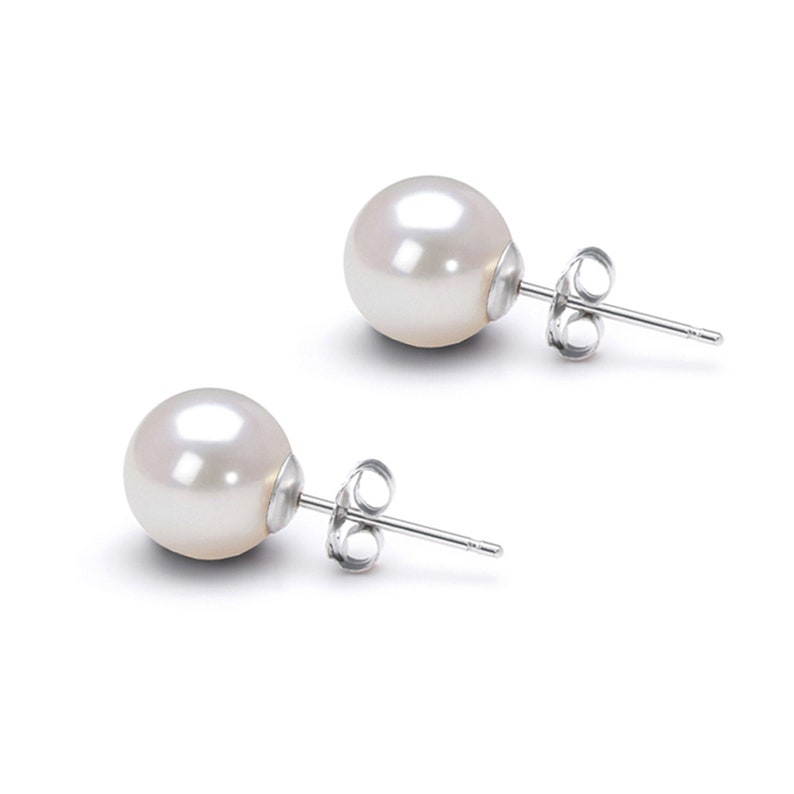 Akoya Pearl Earrings Studs AAA 5mm-10mm Sterling Silver Earrings for Women Japanese White Pearl Stud Earrings Sets with Certification image 2