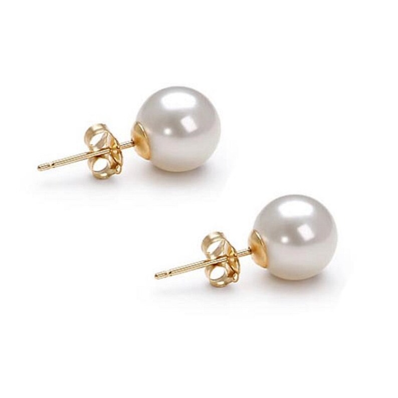 Akoya Pearl Earrings Studs AAA 6mm-10mm Japanese White Pearl Earrings Stud Bridesmaid Earrings Stud Free Shipping