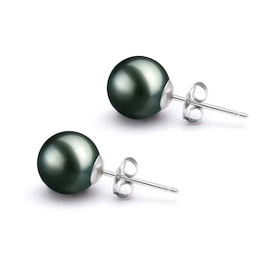 Black Tahitian Pearl Earrings Studs Sterling Silver Earrings Set for Women Great Gift Tahitian Black Earring Studs Sets - Special Deals