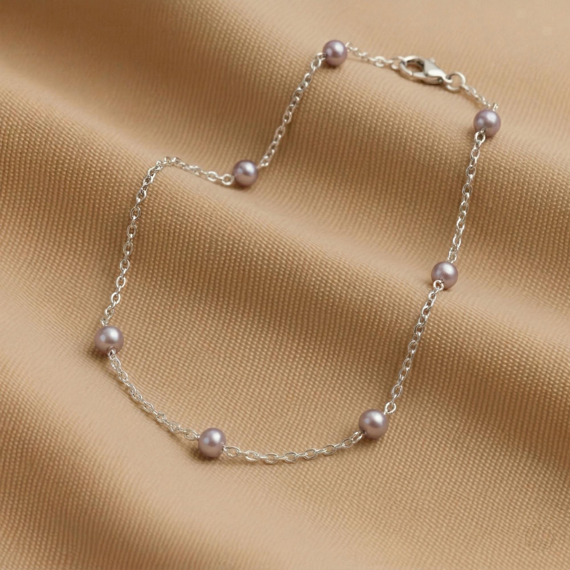 5mm-7mm Lavender Pearl Dainty Necklace Minimalist Pearl Necklaces