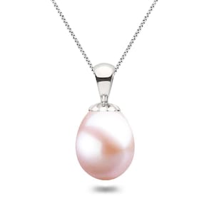 Freshwater pearl pendants 16 or 18 inch sterling silver chain huge rosaline teardrop pearl necklace pendant women drop shape pearl jewelry