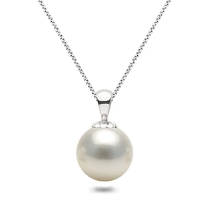 White Akoya Pearl Pendant – Japanese Akoya Pearl Necklace 16 or 18 Inch Sterling Silver Chain AAAA Graded Pearls – Wedding Jewelry Gift