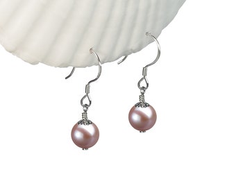 South Sea Lavender Shell Pearl Earrings 925 Sterling Silver Settings Dangle Pearl Earrings Jewelry Set - Special Deals for Holiday Season