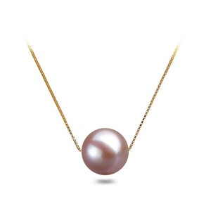 Süßwasserperle Anhänger 16 oder 18-Zoll-Sterling Silber Kette 6-10mm japanischen Lavendel schwimmende Perle Anhänger für Frauen AAAA Zertifizierung