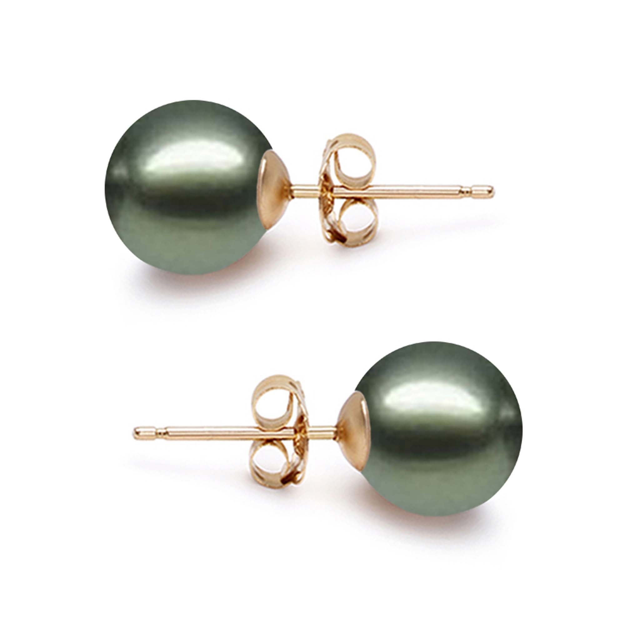 Light Green Pearl Stud Earrings