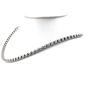 Fine Italian Sterling Silver Box Chain Necklace plated on 14K Yellow or White Gold 16 Inch or 18 Inch 0.8mm in Width for Pendant Necklaces