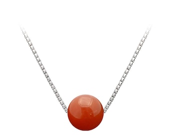 Red Natural Agate Necklace Pendant 16"/18" Sterling Silver Matching Chain Floating Genuine Red Agate Pendants