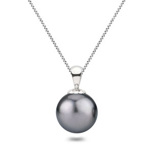 AAAA Gray Akoya Pearl Pendant – 6–9mm Japanese Akoya Pearl Necklace, 16/18 Inch Sterling Silver Chain – Wedding Jewelry for Her