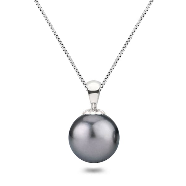 AAAA Gray Akoya Pearl Pendant – 6–9mm Japanese Akoya Pearl Necklace, 16/18 Inch Sterling Silver Chain – Wedding Jewelry for Her