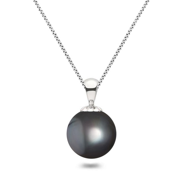6-13.5mm Huge AAAA Black Freshwater Pearl Pendant Necklace 16"/18" Silver Chain Freshwater Necklace Pendant for Women Black Pearl Pendant