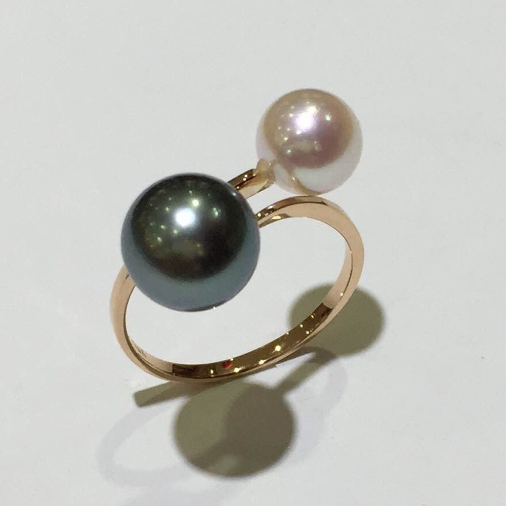 Tahitian and Japanese Akoya Pearl 14K Gold Ring Setting Pearl Wedding ...