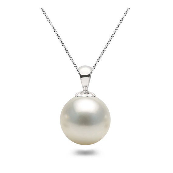 18kt white gold Akoya pearl and diamond pendant necklace