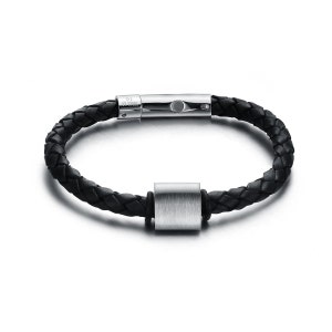 Genuine Braided Leather Bracelet 8&quot; Mens Leather Wrist Band Magnetic Stainless Steel Clasp